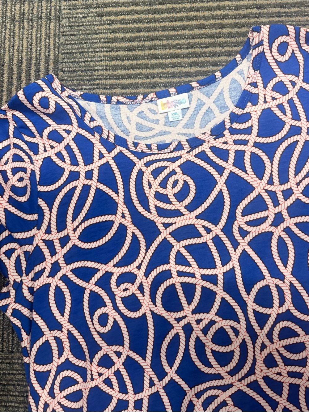 NWT LuLaRoe Jessie Dress Nautical Royal Rope Print Sz 2XL